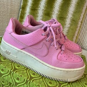 Nike Women's Pink Platform Air Force 1-Style Sneakers